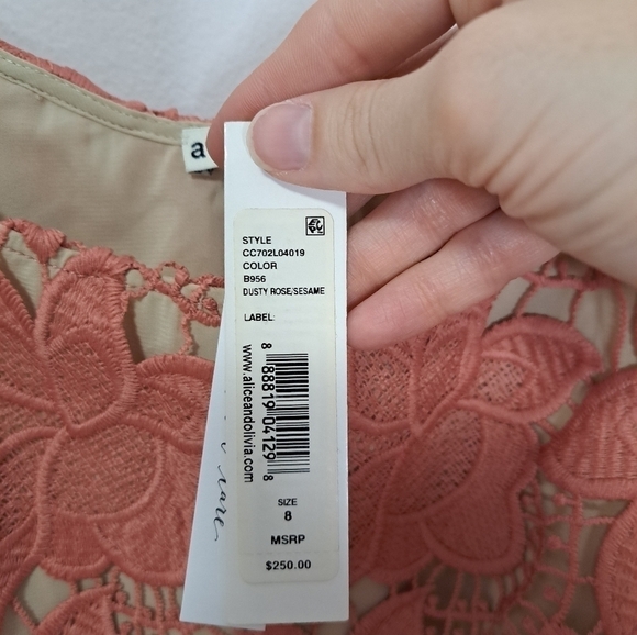 Alice+Olivia Waverly cami dusty rose 8 NWT - Picture 6 of 6